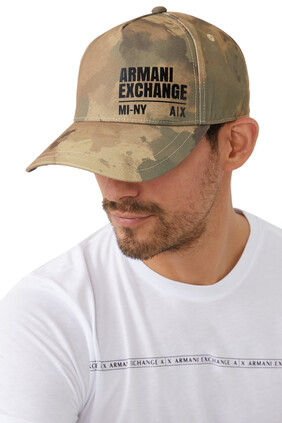 Camouflage Logo Print Baseball Cap